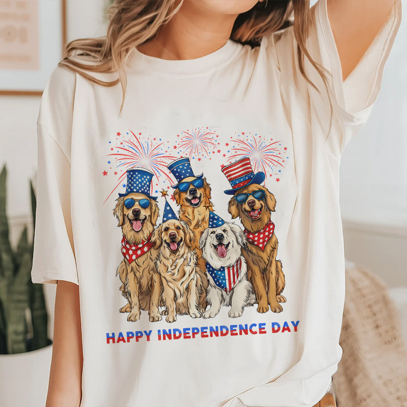 Petthouse | Golden Retriever 4th Of July Shirt, Dog Flag Independence Cute Dog Mom Fourth Of July