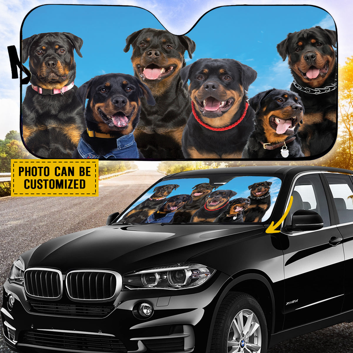 Petthouse | Customize Gift Dog Sunshade A Bunch Of Rottweiler Car Sunshade Windshield Sun Shade Sun Visor