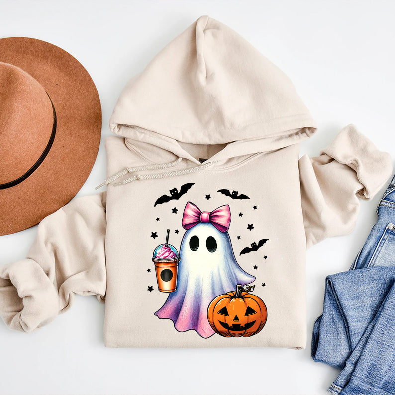 Petthouse | Halloween Ghost Shirt, Retro Ghost Coffee Pumpkin Halloween Shirt, Cute Ghost Coffee