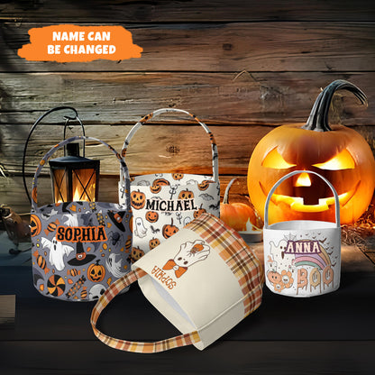 Petthouse | Personalized Trick Or Treat Basket, Trick-or-treat Bucket, Candy Halloween Basket, Monogram