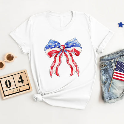 Petthouse | Coquette 4th Of July Shirt, Usa Tshirt, Retro 4th Of July Coquette Bow Tee, Patriotic Shirt