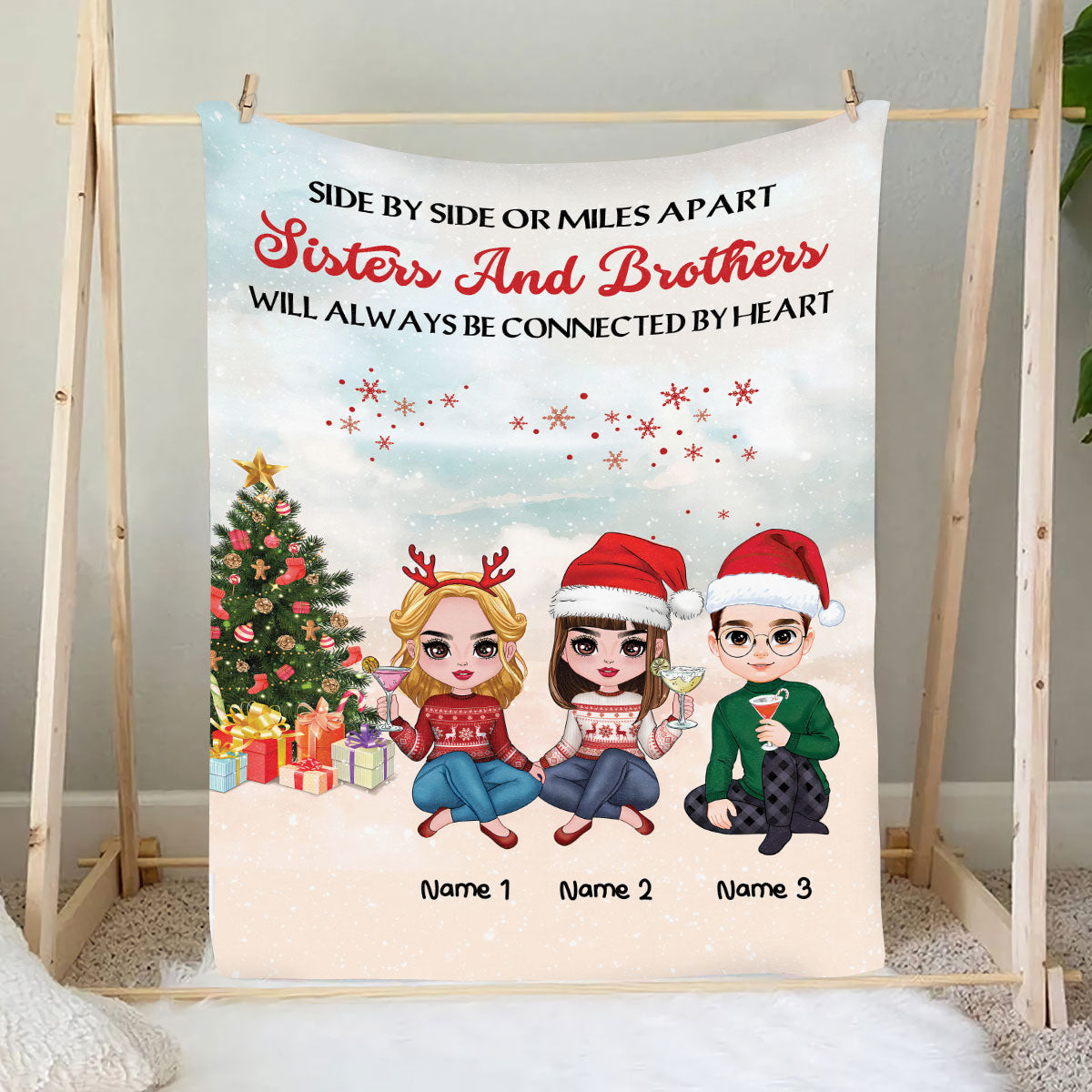 Petthouse | Personalized Fleece Blanket To Family Siblings, Side By Side Or Miles Apart Sisters And Brothers