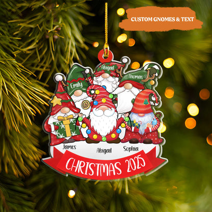 Petthouse | Personalized Family Christmas Gnome Ornaments 2025, Gnome Christmas Ornament For Christmas Tree