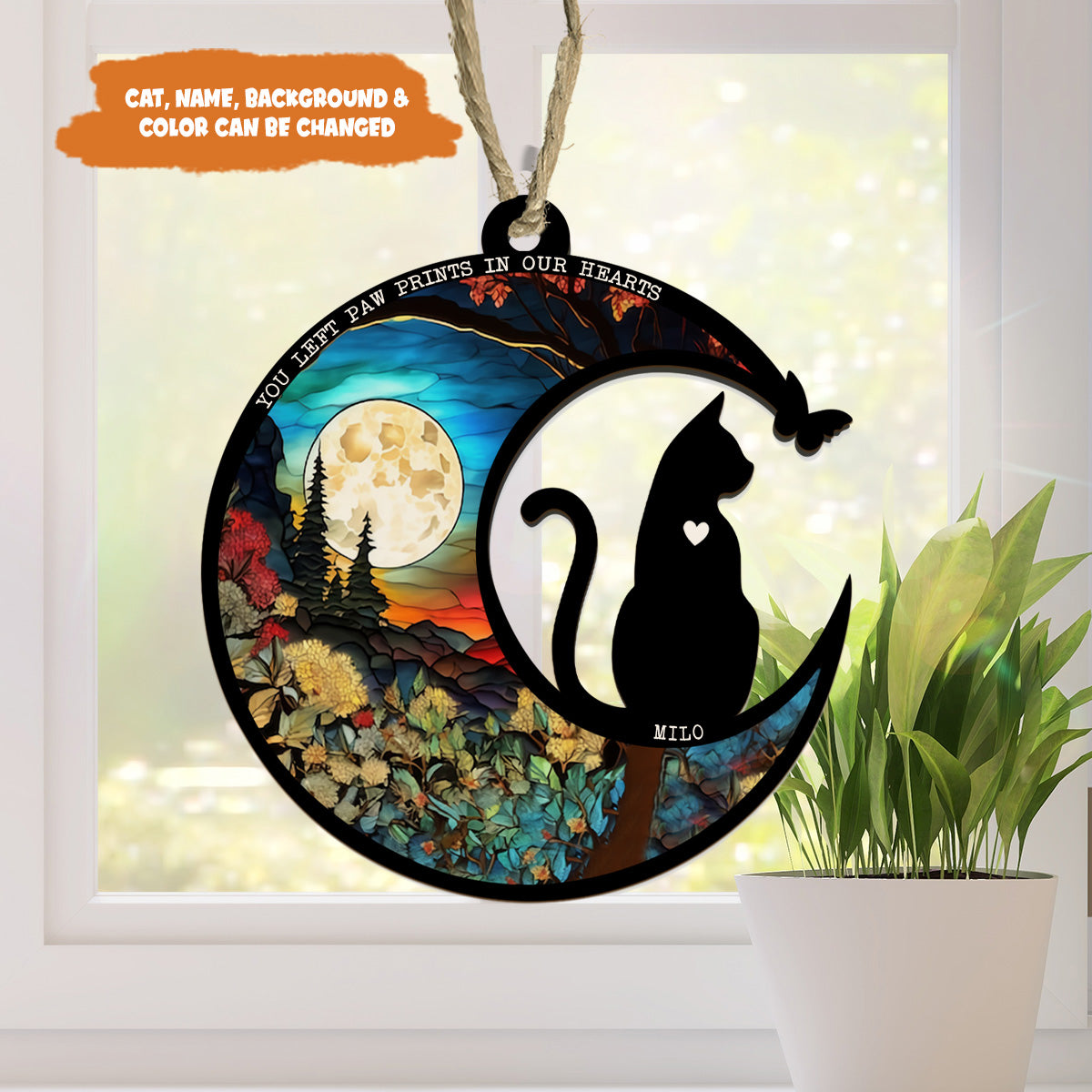 Petthouse | Personalized Cat Memorial Suncatcher, Cat Loss Windows Hanging Sympathy Gift, Pet Memorial