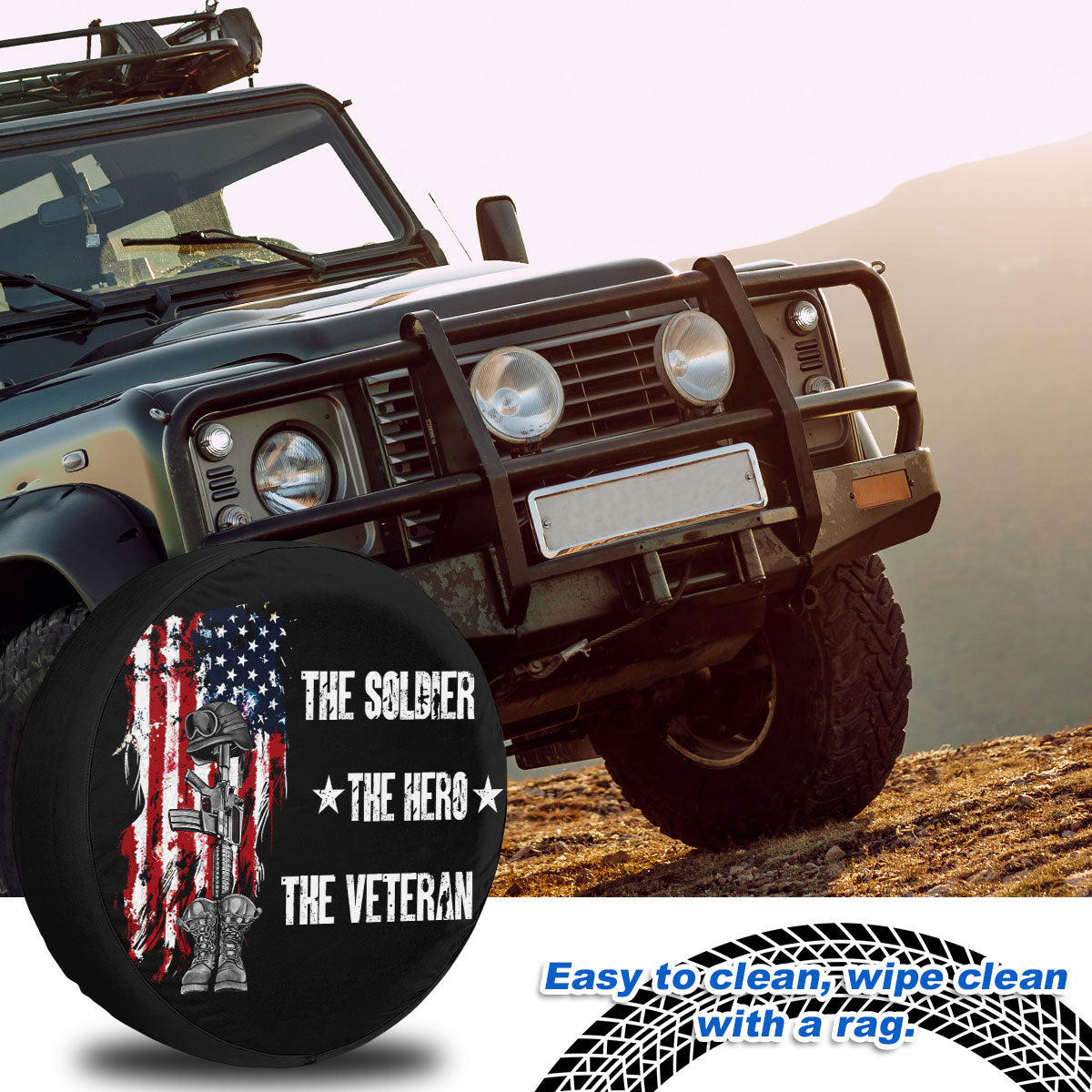 Petthouse | American Veteran Spare Tire Cover Universal Wheel Tire Cover Tire Protectors Father Gift Soldiers