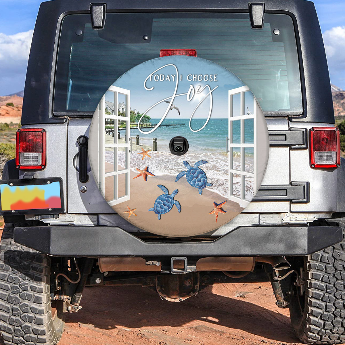 Petthouse | Sea Turtle Beach Spare Wheel Cover Door To Beach Tire Totes Today I Choose Joy Spare Tire Cover