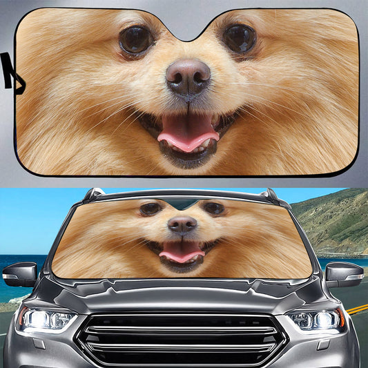 Petthouse | Pomeranian Dog Car Sunshade Car Decoration Dog Pet Animal Windshield Sunshade Friends Gift Dog's