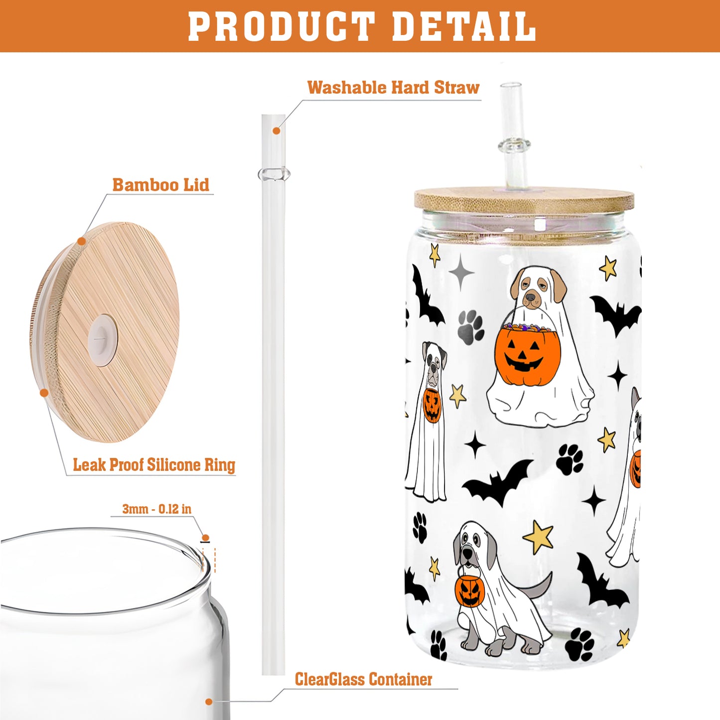 Petthouse | Ghost Dog Halloween Glass Cup, Halloween Dog Ghost Boo Spooky Vibes Cup, Halloween Gift