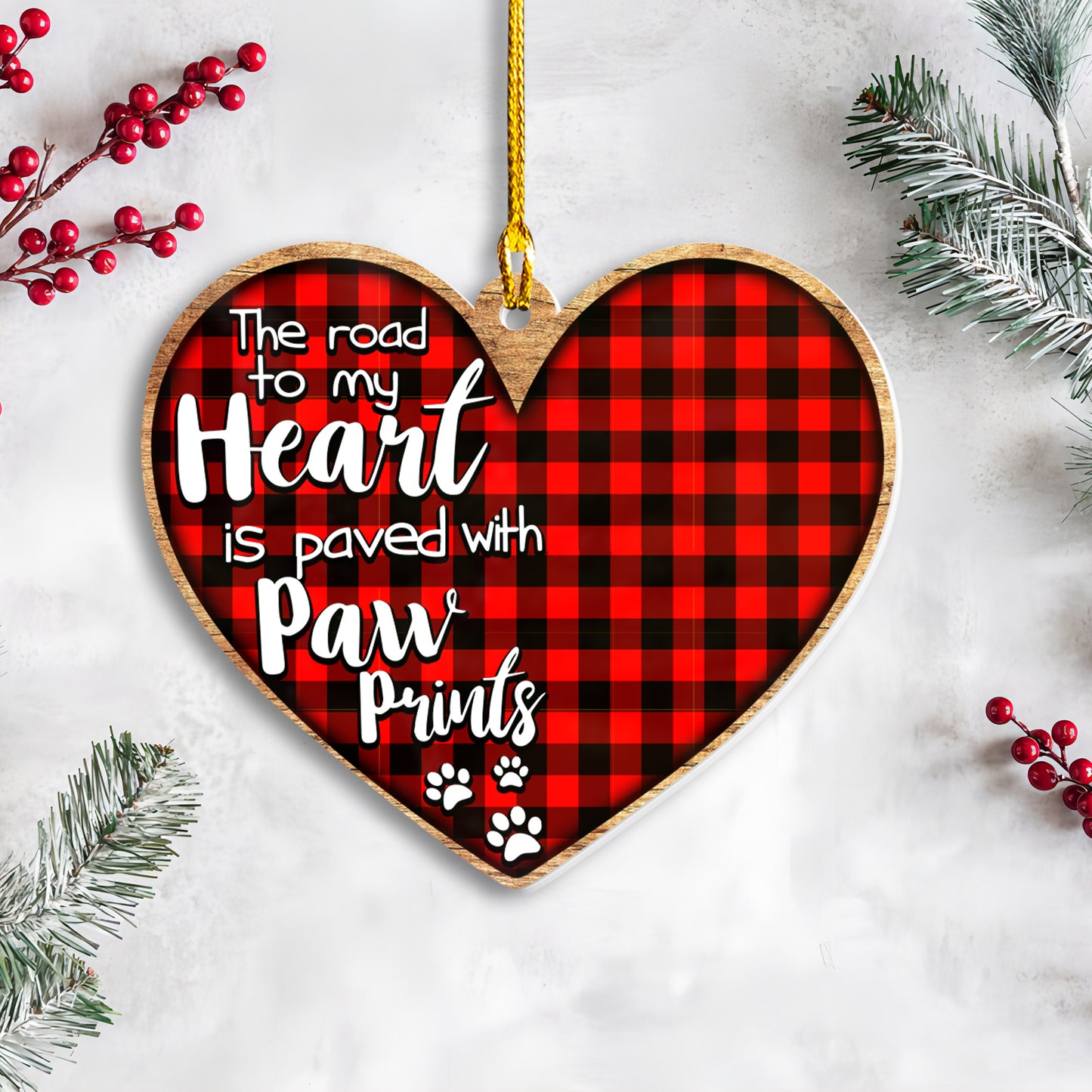 Petthouse | Personalized Dog Ornament, The Road To My Heart Is Paved With Paw Prints, Gift For Dog Lover