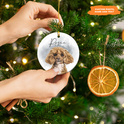 Petthouse | Custom Christmas Dog Ornament, Pet Memorial Photo Ornament For Pet Loss Gift, Keepsake Gift