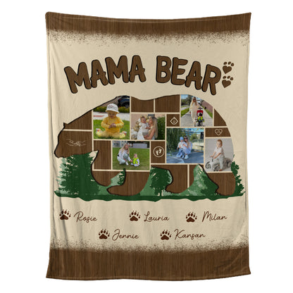 Petthouse | Personalized Photo Mama Bear Fleece Blanket, Best Mom Ever Throw Blanket, Best Mother's Day