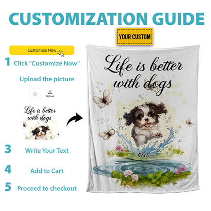 Petthouse | Customized Dog Owners Sherpa Blanket, Life Is Better With Dogs Throw Blanket, Father's Day Gifts