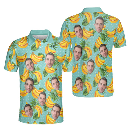 Petthouse | Customized Picture Palm Tree Banana Seamless Pattern Polo Shirt Banana Fruits Summer Golf Shirt Friends