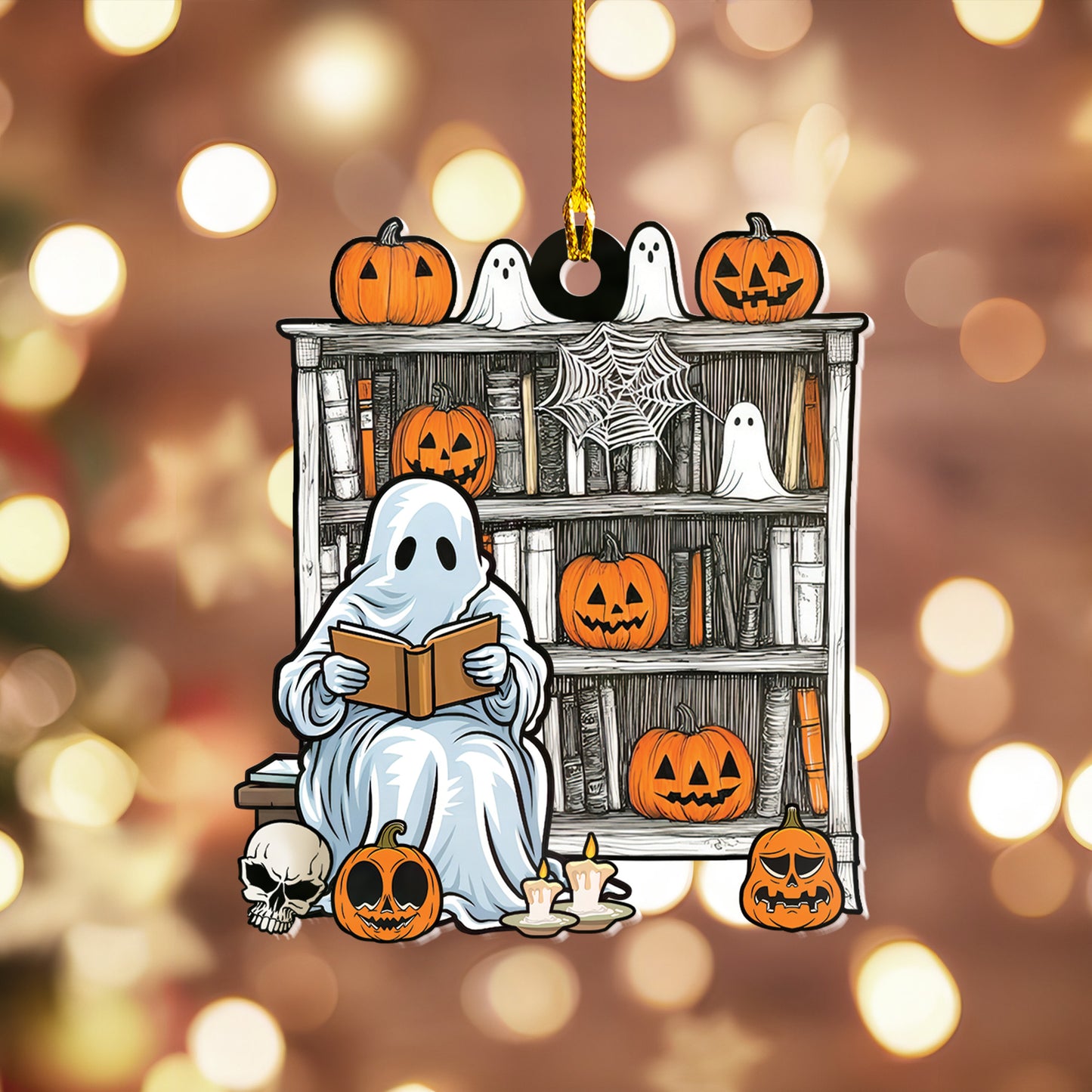 Petthouse | Halloween Ghost Book Ornament Window Hangings, Halloween Bookshelf, Ghostly Bookish