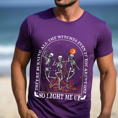 Petthouse | Dancing Skeleton Halloween Shirt, They're Burning All The Witches Shirt, Witchy Club