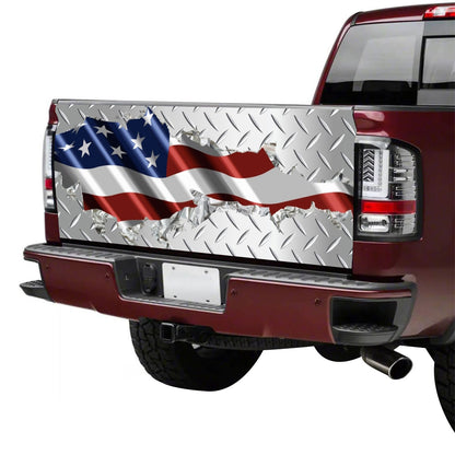 Petthouse | Metallic Tailgate Vinyl Wrap American Flag Tailgate Mural Grunge Usa Flag Tailgate Wraps For Trucks