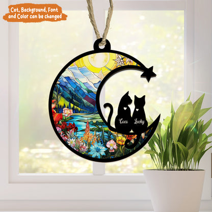 Petthouse | Custom Cats Memorial Suncatcher, Cat Loss Gift, Loss Of Cats Sympathy Remembrance Gift