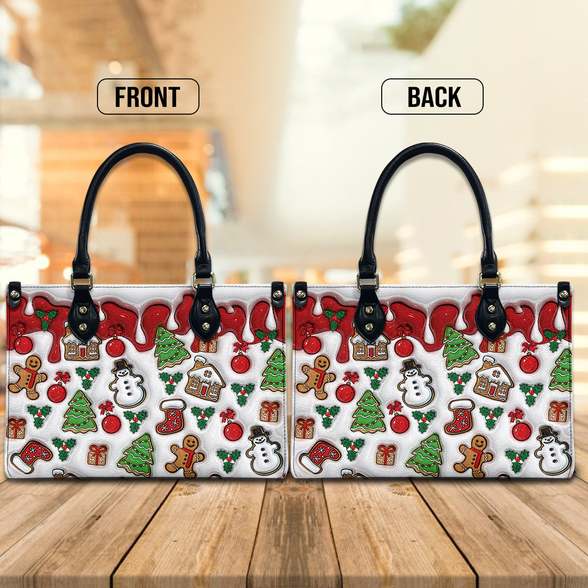 Petthouse | 3d Print Christmas Vibes Handbag With Handle & Wallet, Christmas Gift For Her, Christmas Accessories