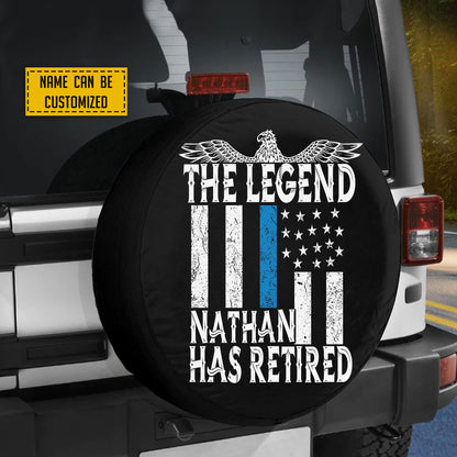 Petthouse | Customized Name Retired Police Officer The Legend Retired Spare Tire Cover American Police Trailer