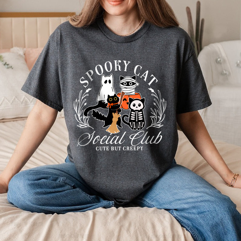 Petthouse | Spooky Cat Social Club Shirt, Halloween Cat Shirt,Cat Lover Shirt, Funny Ghost Cat