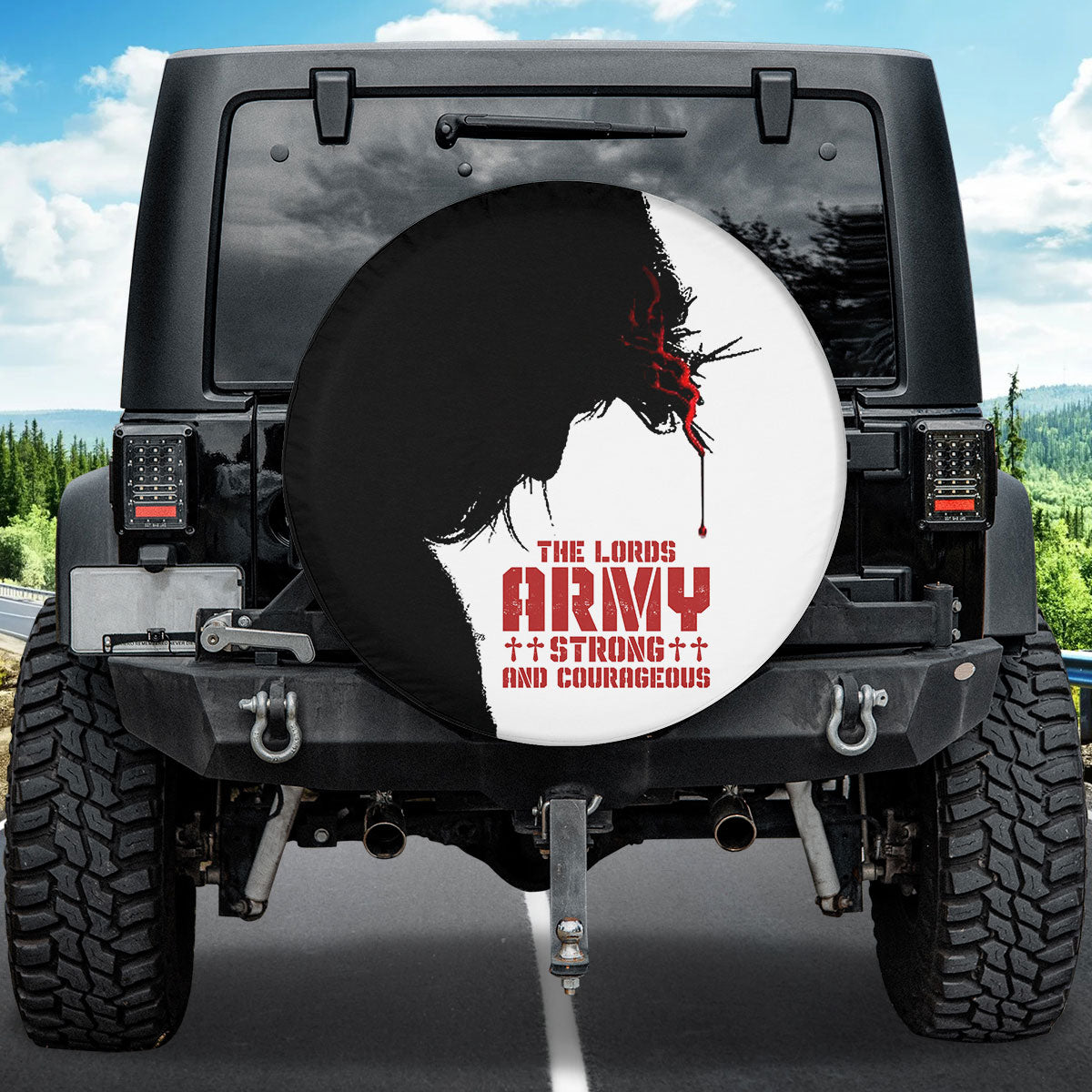 Petthouse | Jesus Portrait Custom Tire Cover Jesus Lover Pastor The Lords Army Strong Spare Tire Cover