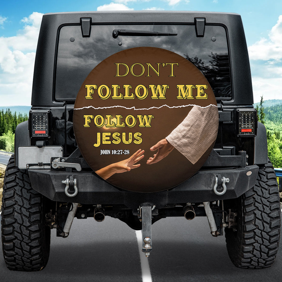 Petthouse | Christian Religious Bible Verse Jesus Spare Tire Cover Dust-proof Wheel Tire Cover Fit Trailer