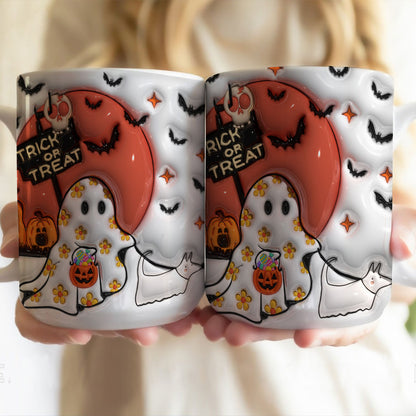 Petthouse | Ghost Walking Dog Ceramic Mug, Spooky Vibes 3d Inflated Effect Printed Mug, Funny Dog Ghost Mug