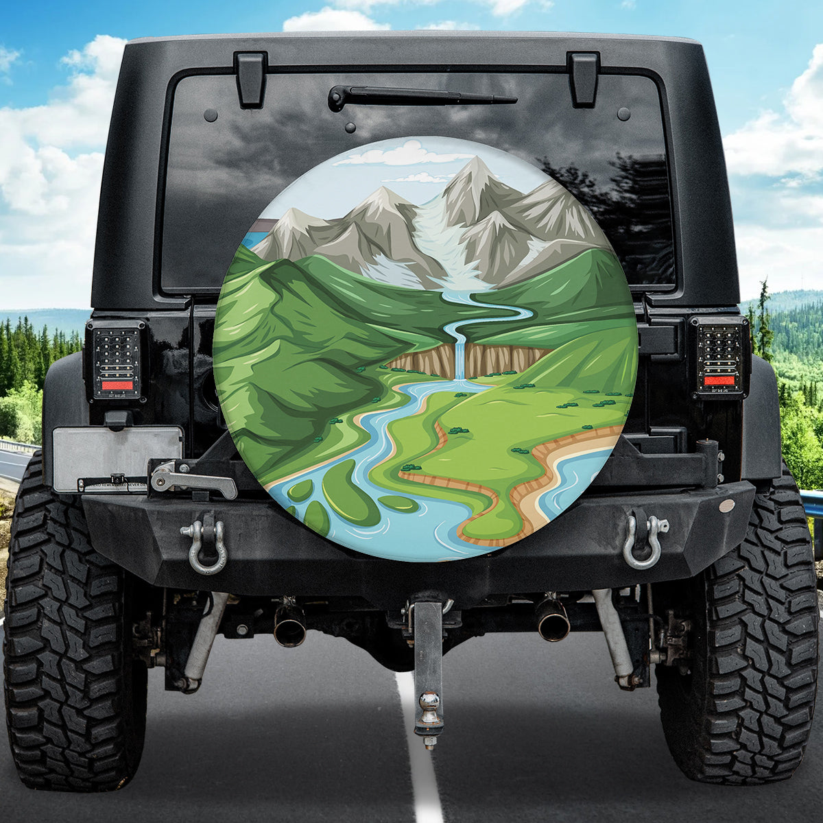 Petthouse | Tire Cover Waterfall Wheel Covers For Trailer Truck Camper Travel Waterfall Art Spare Tire Cover