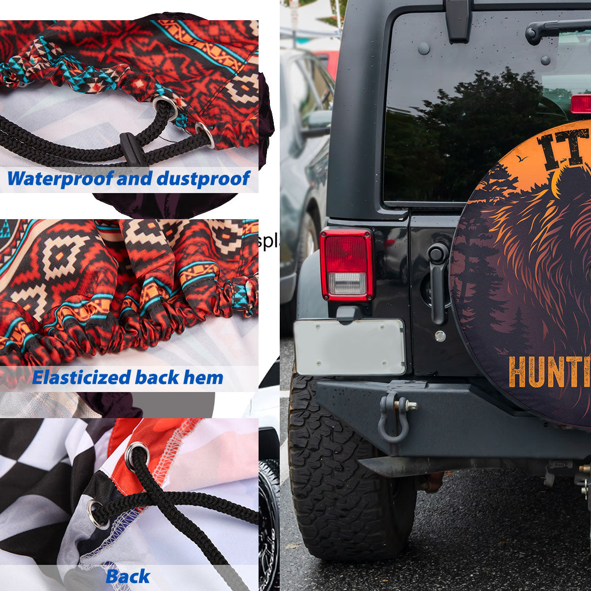 Petthouse | Customized Name Wild Bear Hunting Time Spare Tire Cover Hunting Forest Car Accessory Truck Cover