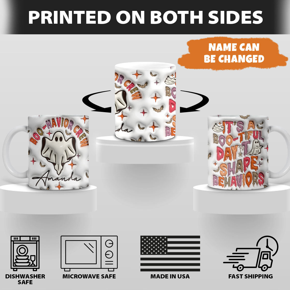 Petthouse | Custom Ghost Halloween Behavior Analyst 3d Inflated Mug, Halloween Ghost Mug, Coffee Cup