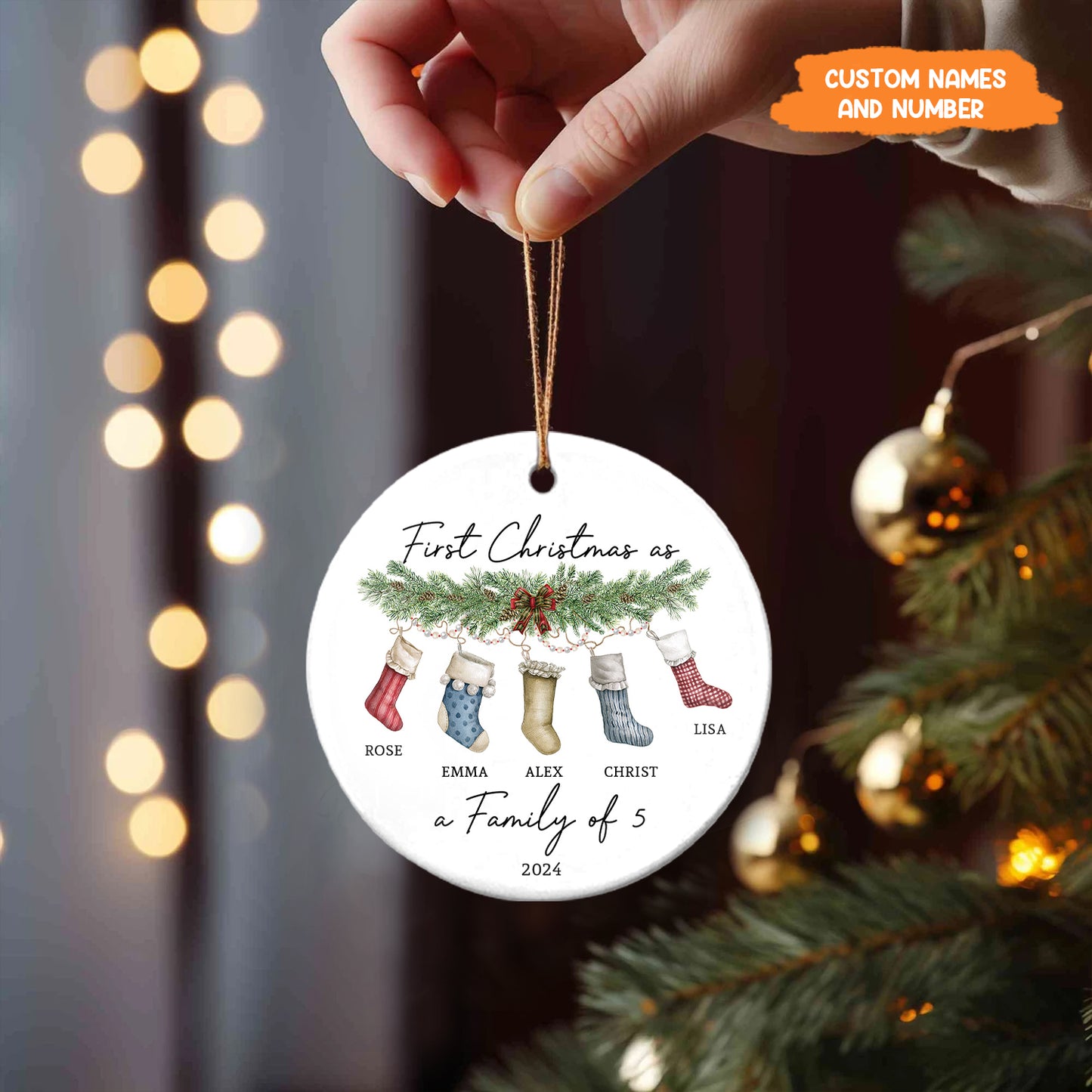 Petthouse | Personalized First Christmas As A Family Of 4 Ornament, First Christmas Bauble, Baby First Xmas