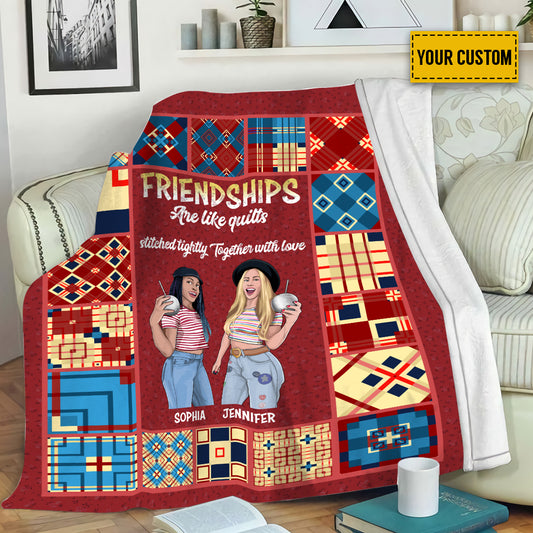 Petthouse | Bestie Friendships Customized Fleece Blanket, Friendships Are Like Quilts Blankets, Best Friend Gifts