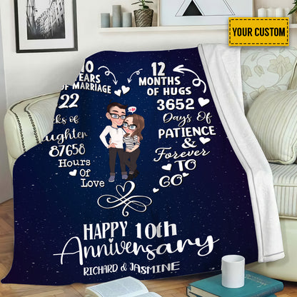 Petthouse | Personalized Happy Anniversary Fleece Blanket, Marriage Couple Throw Blanket, Best Valentines Day Cuddling