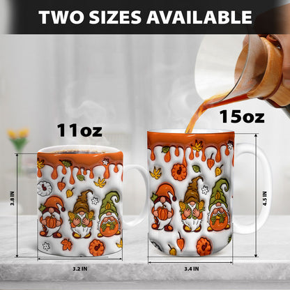 Petthouse | Gnomes Fall 3d Inflated Effect Mug, Fall Vibes Inflated Sublimation Halloween Coffee Mug