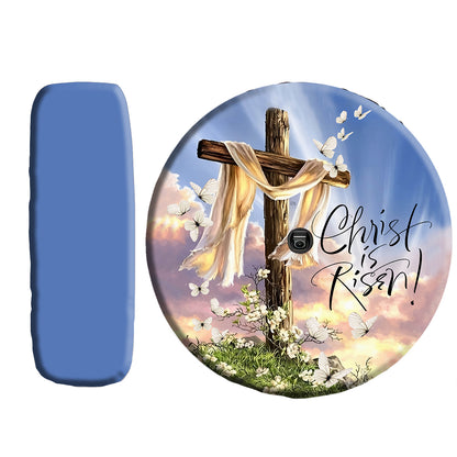 Petthouse | Christ Is Risen Spare Tire Cover Jesus Believer Tire Protector Christian Cross Spare Wheel Cover