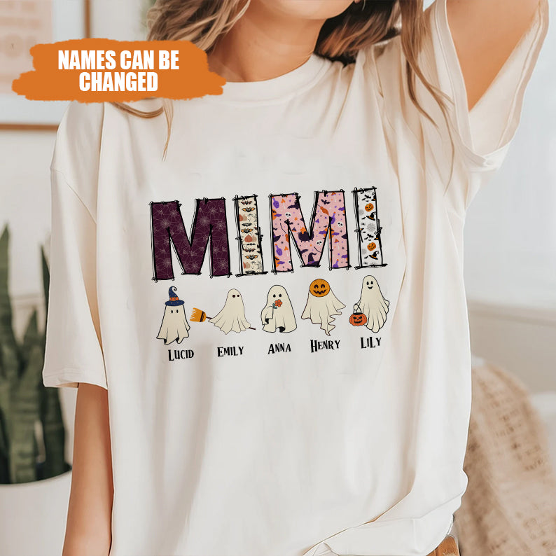 Petthouse | Personalized Mama Halloween Shirt With Kids Name, Cute Ghost Mama Shirt, Gift For Mom