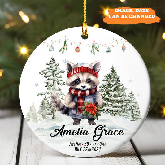 Petthouse | Customized Birth Stats Christmas Hanging Ornament, Baby Ornament First Christmas