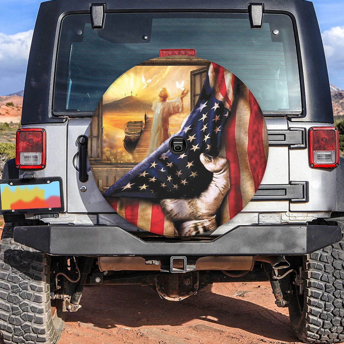 Petthouse | Jesus Art Print Tire Protector Covers American Christian Car Accessories Faith Spare Tire Cover