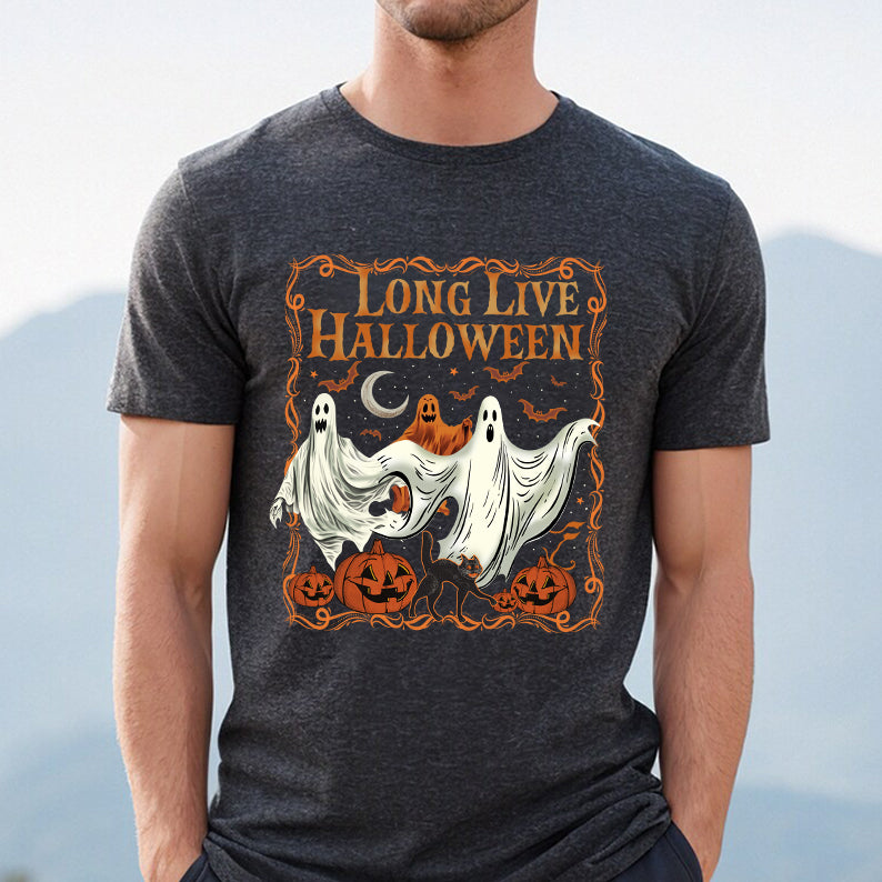 Petthouse | Long Live Halloween Shirt, Spooky Season Tee Pumpkin, Retro Halloween, Ghost Spooky Vibes