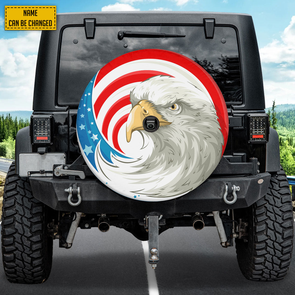 Petthouse | Customized Eagle Head On American Flag Spare Tire Cover For Patriot Independence Day