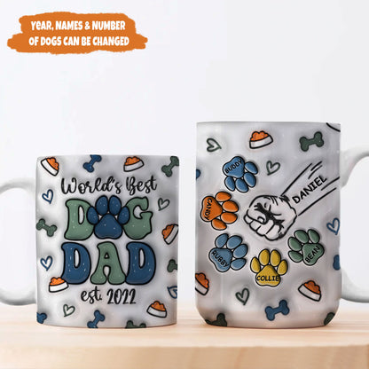 Petthouse | Personalized Dog Human Fist Bump Gift For Dog Dad 3d Inflated Effect Printed Mug