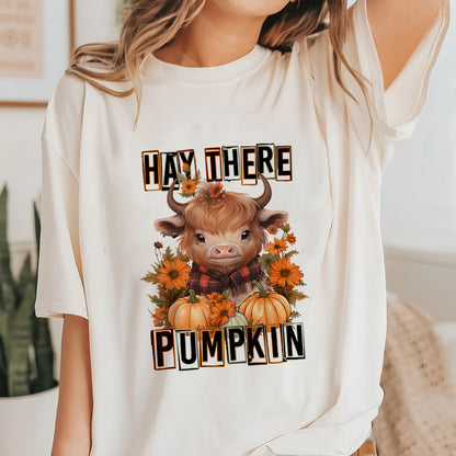 Petthouse | Hay There Pumpkin Cow Shirt, Autumn Fall Thanksgiving, Housewarming Gift, Spooky Vibes