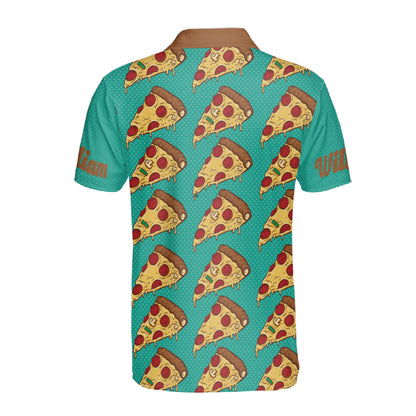 Petthouse | Customized Colorful Pizza Slices Seamless Pattern Polo Shirt Love Pizza Fast Food Sport Shirt Pizza Lovers