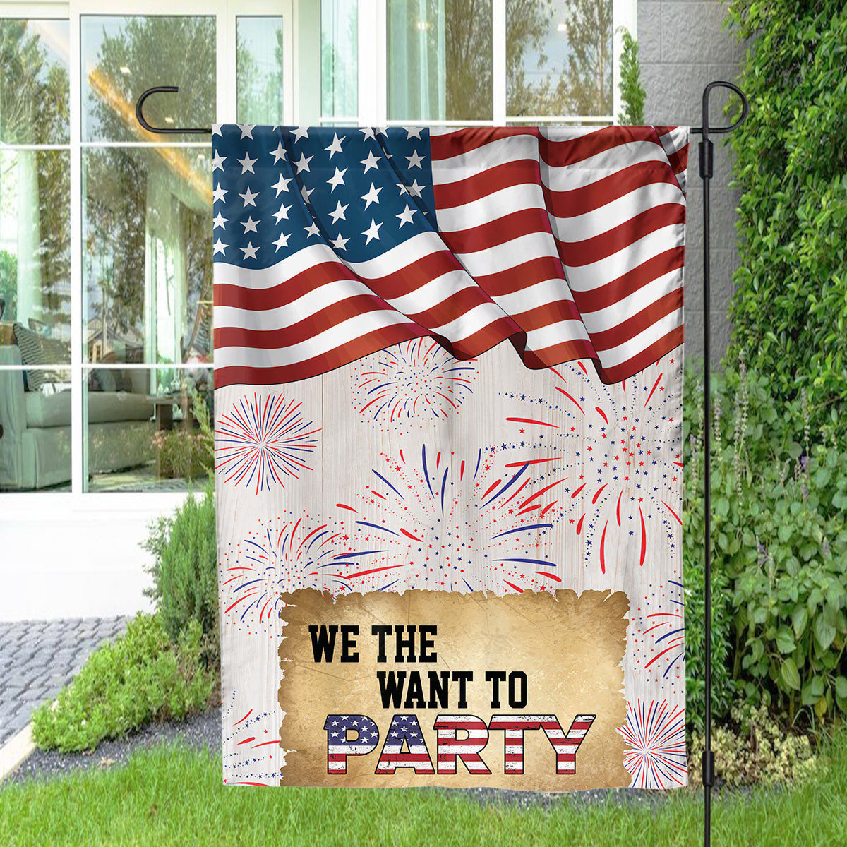 Petthouse | We Want The Party 4th July Personalized Flag, Dog Independence Day Flag, Patriotic Dog Flag