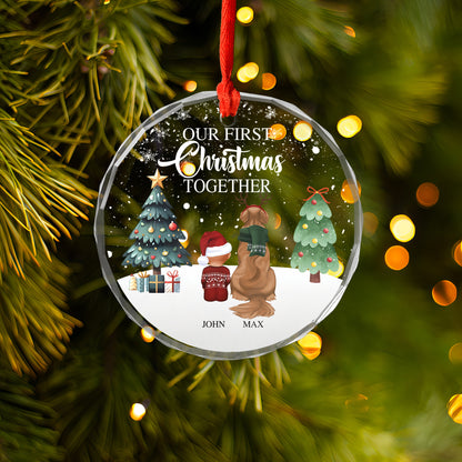 Petthouse | Baby First Christmas Glass Ornament, Dog Acrylic Ornament, Baby And Dog Ornament, Dog Lover Gift