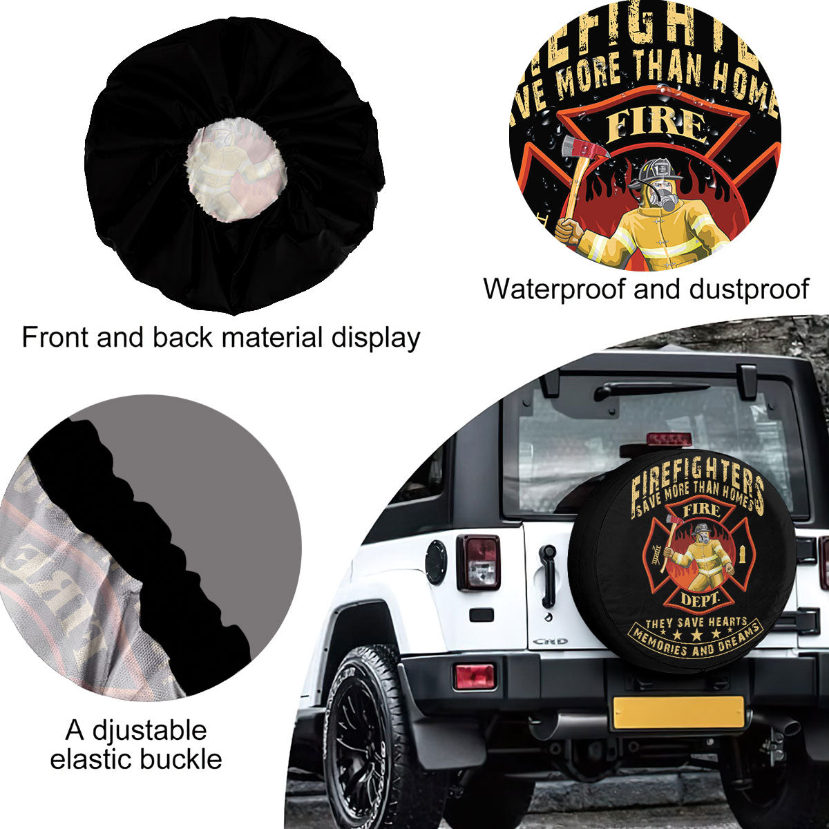 Petthouse | Firefighter Pride Spare Tire Cover Fireman Hero Car Accessories Tire Protector Gift For Firefighters