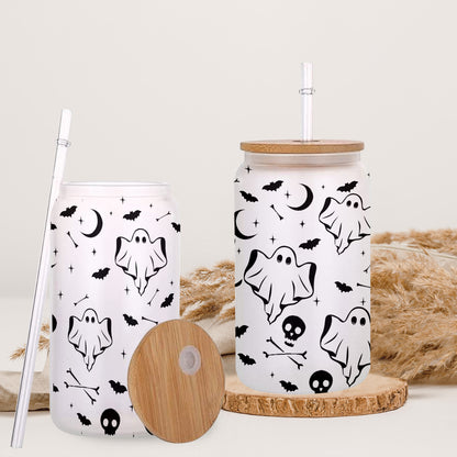 Petthouse | Spooky And Cute Halloween Glass Can, Halloween Ghost Libbey, Ghost Spooky Viber Halloween