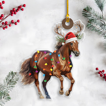 Petthouse | Personalized Horse Christmas Light Ornaments, Horse Running Christmas Ornament, Cowboy Xmas