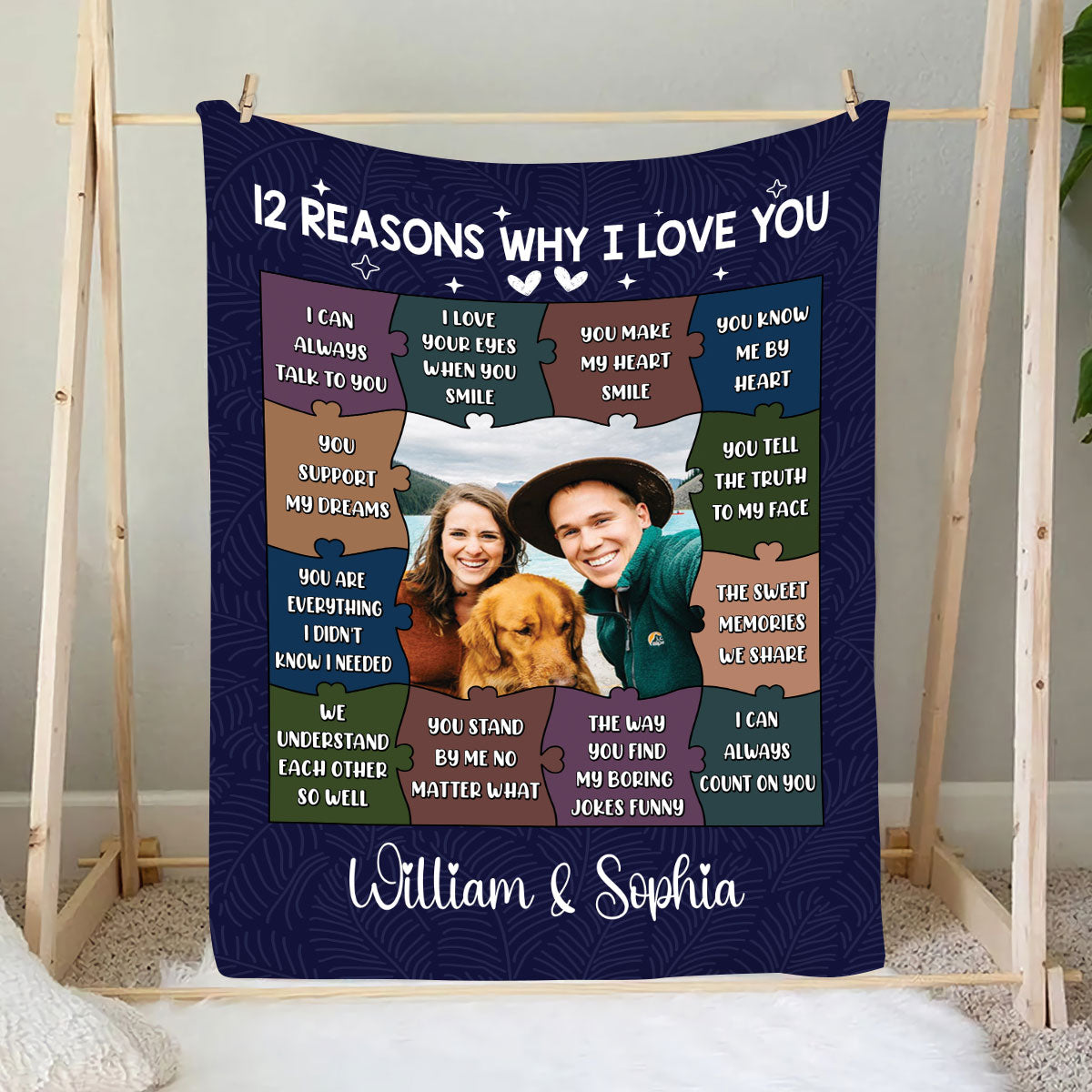 Petthouse | Customized Photo Fleece Blanket For Spouse, 12 Reasons Why I Love You Throw Blanket To My Sweetheart