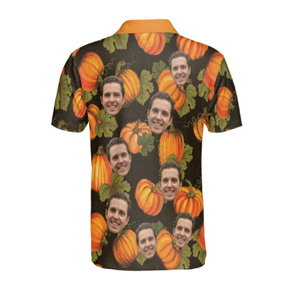 Petthouse | Personalized Organic Farm Vegetables Seamless Pattern With Orange Pumpkins Polo Shirt